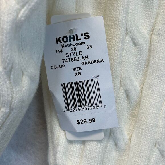 NWT FADED ROSE Sweater Women's XS Cream “New York” Cable Knit Cropped Pullover - Picture 7 of 14